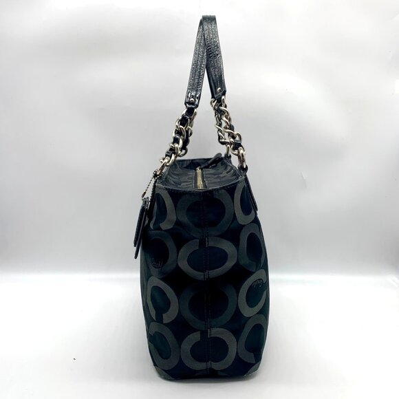 Coach Black & Gray Signature Sateen Madison Tote & Matching Wallet 20483 - Picture 3 of 13